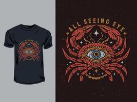 The all seeing eye crab vintage illustration vector