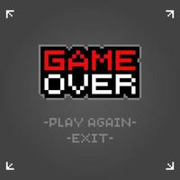 8-bit pixel text, game over. Background icon for game assets in vector illustrations.