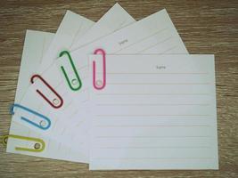 Colorful paperclips to record or insert imaginary messages or advertising messages. photo