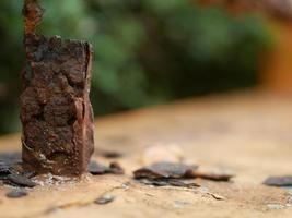 The rusted steel structure eroded and was severely damaged. photo