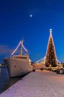 A night view of Stockholm harbour photo