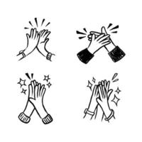 Hands clapping handdrawn line art vector