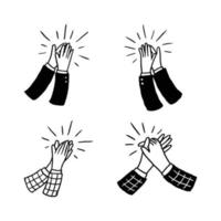 Hands clapping handdrawn line art vector