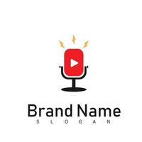 microphone podcast talk icon logo vector illustration design