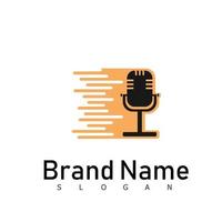 micrófono podcast hablar icono logotipo vector ilustración diseño