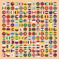 Vector set of flags of various countries with rounded shapes