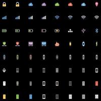 Vector set of colorful icons with various categories