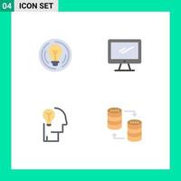 4 Flat Icon concept for Websites Mobile and Apps bulb pc creative monitor bulb Editable Vector Design Elements