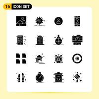 Universal Icon Symbols Group of 16 Modern Solid Glyphs of digital conversation man contact call Editable Vector Design Elements