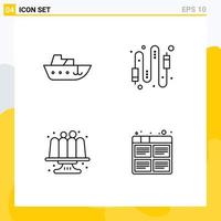 Set of 4 Modern UI Icons Symbols Signs for boat baked yacht computer cake Editable Vector Design Elements