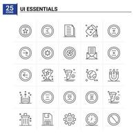 Conjunto de iconos esenciales de 25 ui. fondo vectorial vector