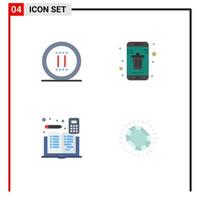 Pack of 4 creative Flat Icons of movie accounting pause delete mathematics Editable Vector Design Elements