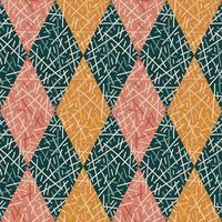 Random lines mosaic seamless pattern. Hand drawn tribal geometric tile. Vintage ethnic line ornament. vector