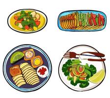 Asian foods vector set