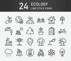 conjunto de iconos de ecología. colección de ecología diferente, ecología en estilo de contorno. vector