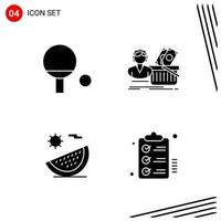 Collection of 4 Vector Icons in solid style. Pixle Perfect Glyph Symbols for Web and Mobile. Solid Icon Signs on White Background. 4 Icons.