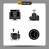 4 Black Icon Pack Glyph Symbols Signs for Responsive designs on white background. 4 Icons Set. vector