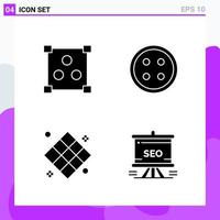 conjunto de 4 iconos en estilo sólido. símbolos de glifos creativos para el diseño de sitios web y aplicaciones móviles. signo de icono sólido simple aislado sobre fondo blanco. 4 iconos. vector