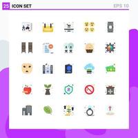 User Interface Pack of 25 Basic Flat Colors of cane sad board happy monitor Editable Vector Design Elements