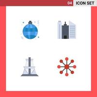 Editable Vector Line Pack of 4 Simple Flat Icons of globe energy lamp business transmission tower Editable Vector Design Elements