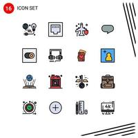 Modern Set of 16 Flat Color Filled Lines and symbols such as toggle settings fly chatting twitter Editable Creative Vector Design Elements