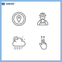 Set of 4 Commercial Filledline Flat Colors pack for gps weather map marker worker gesture Editable Vector Design Elements