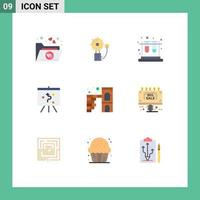 Set of 9 Modern UI Icons Symbols Signs for firewall home school strategy board Editable Vector Design Elements