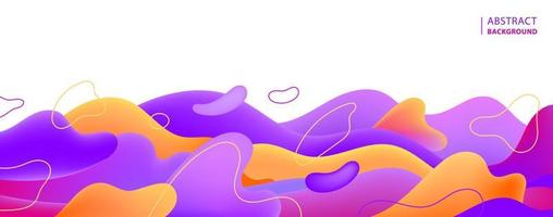 Vector colorful geometric background, fluid abstract shapes, horizontal orientation header. Liquid, flow, fluid banner. 3d composition. Modern dynamic cover.