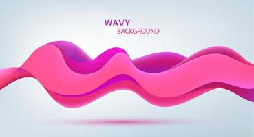 Vector 3d sound pink wave. Wavy abstract modern background, colorful flow poster, horizntal banner. Liquid shape. Art design for your design project.