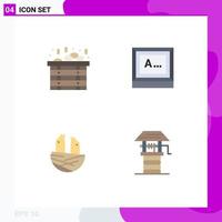 Pictogram Set of 4 Simple Flat Icons of spa house screen monitor agriculture Editable Vector Design Elements