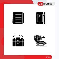 Universal Solid Glyphs Set for Web and Mobile Applications note business paper mobile portfolio Editable Vector Design Elements