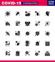 Coronavirus Prevention 25 icon Set Blue infect disease bacteria dirty virus viral coronavirus 2019nov disease Vector Design Elements