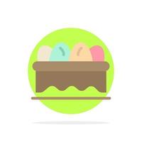 Basket Easter Egg Abstract Circle Background Flat color Icon vector