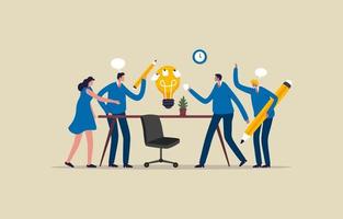 Ideas Brainstorming. team collaboration for a new ideas. Business team around a table. Illustration vector