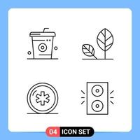 4 Line Black Icon Pack Outline Symbols for Mobile Apps isolated on white background. 4 Icons Set. vector