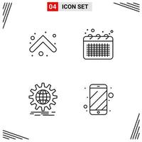 4 Icons Line Style. Grid Based Creative Outline Symbols for Website Design. Simple Line Icon Signs Isolated on White Background. 4 Icon Set. vector