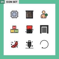 grupo de símbolos de icono universal de 9 colores planos de línea de llenado modernos de elementos de diseño vectorial editables de la industria de producción de stock de descuento vector