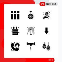 Pack of 9 creative Solid Glyphs of arrows wifi help router rabbit Editable Vector Design Elements