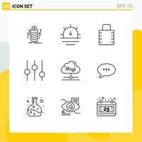 Outline Pack of 9 Universal Symbols of send share key tuning controls Editable Vector Design Elements