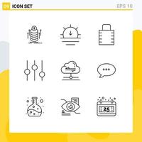 Outline Pack of 9 Universal Symbols of send share key tuning controls Editable Vector Design Elements