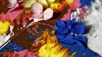 Close Up of Brush Strokes On Abstract Painting photo