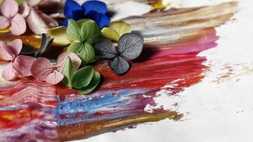 Close Up of Brush Strokes On Abstract Painting photo