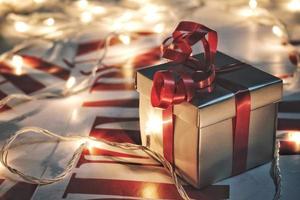 Presents Surrounded By Festive Ornamental Lights photo