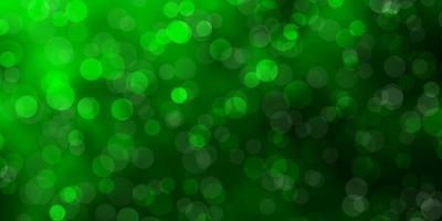 Dark Green vector background with circles.