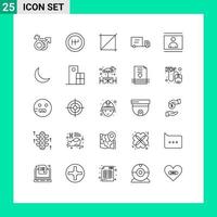 Mobile Interface Line Set of 25 Pictograms of night picture tool photo image Editable Vector Design Elements