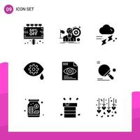 Glyph Icon set. Pack of 9 Solid Icons isolated on White Background for responsive Website Design Print and Mobile Applications. vector