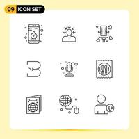 9 User Interface Outline Pack of modern Signs and Symbols of crypto currency coin human burst married Editable Vector Design Elements