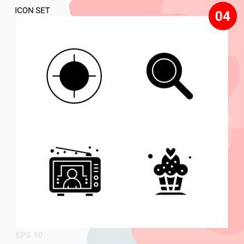 Vector Pack of 4 Icons in Solid Style. Creative Glyph Pack isolated on White Background for Web and Mobile.