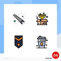 Modern Set of 4 Filledline Flat Colors and symbols such as hand military cutter product rank Editable Vector Design Elements