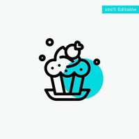 Bakery Cake Cup Dessert turquoise highlight circle point Vector icon